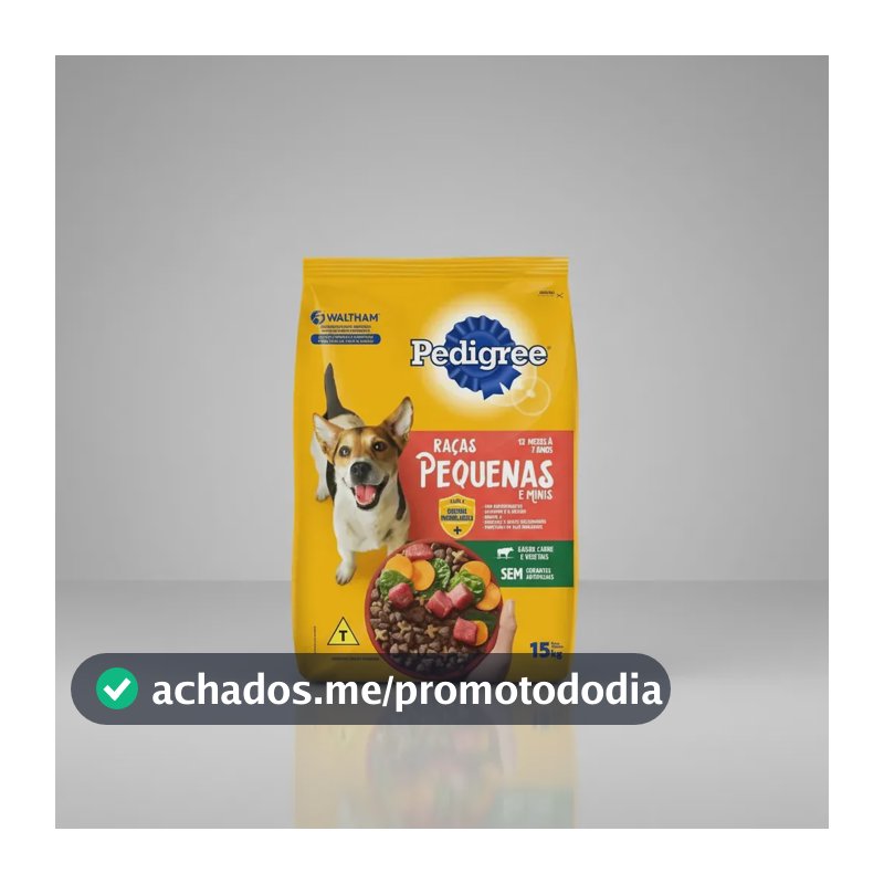 Ração Pedigree Cães Adultos Raças pequenas Sabor Carne e Vegetais de 15kg