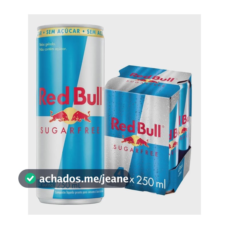 Red Bull Energético, Sugar Free, Sem Açúcar, 250ml, 4 latas