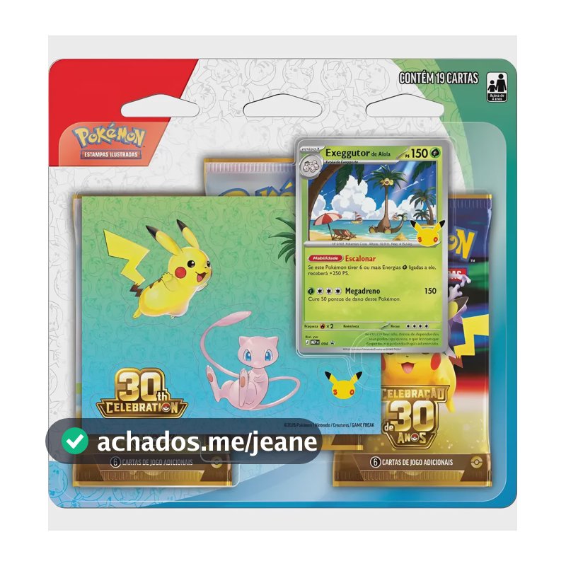 Pokémon Celebração 30 Anos Blister Triplo Adesivo 19 Cartas Português