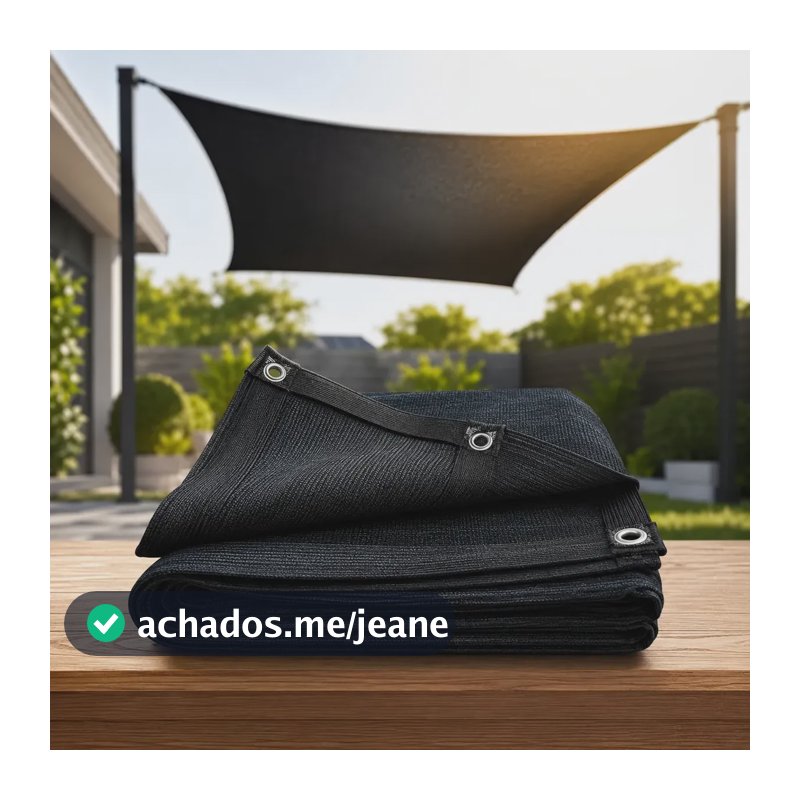 Tela Sombrite 90% Alças Reforçadas Toldo Garagem Piscinas Preto 3m X 5m