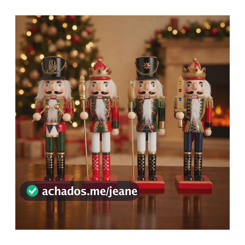 Enfeite 4 Bonecos Quebra Nozes Soldado Decoração Natal 25cm Juntos Quebra Nozes