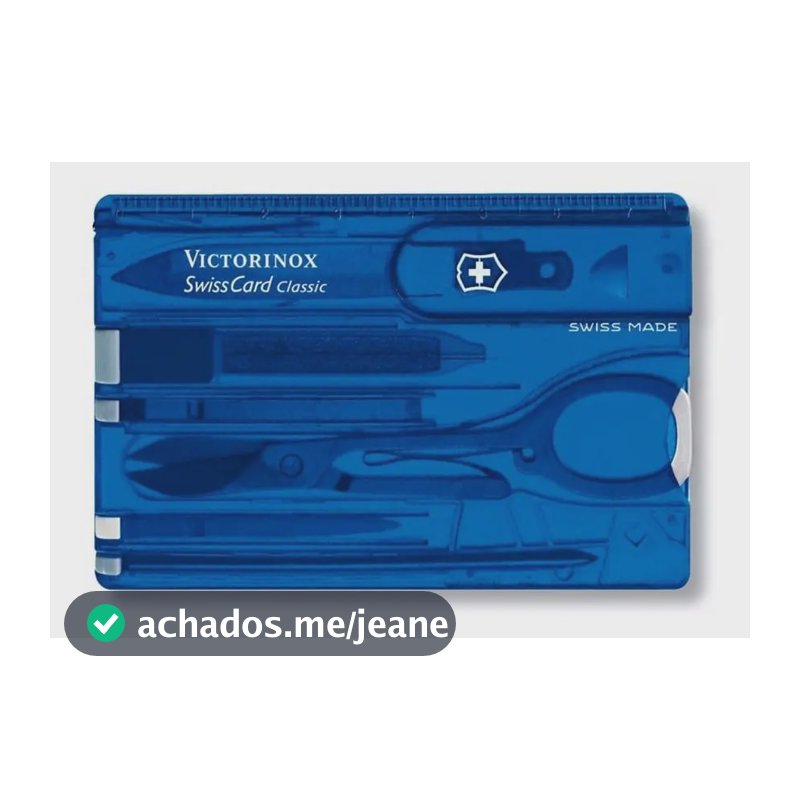 Canivete Swiss Card Classic Victorinox Translúcido Azul 11 Funções