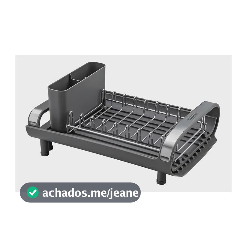 Escorredor De Louça Inox Tramontina Plurale Retrátil Extensível Grafite Compacto Com Porta Talheres Ajustável Apartamento Pia Clean Cinza-escuro Prático Slim Cat Black Presentes Versátil