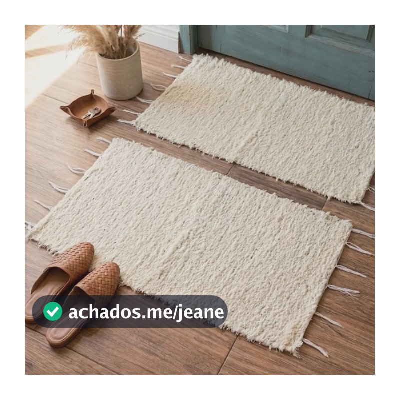 Kit 2 Tapete Boho Algodão 60x40 Artesanal Cru Quarto Cozinha 60 Cm 40 Cm Cru