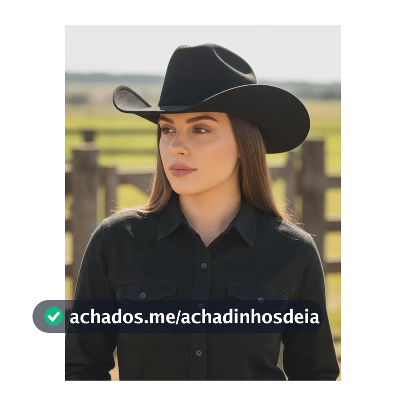 Chapéu Country Ana Castela Vaqueira Rodeio Sertanejo Cowgirl Cor Preto Tamanho Un