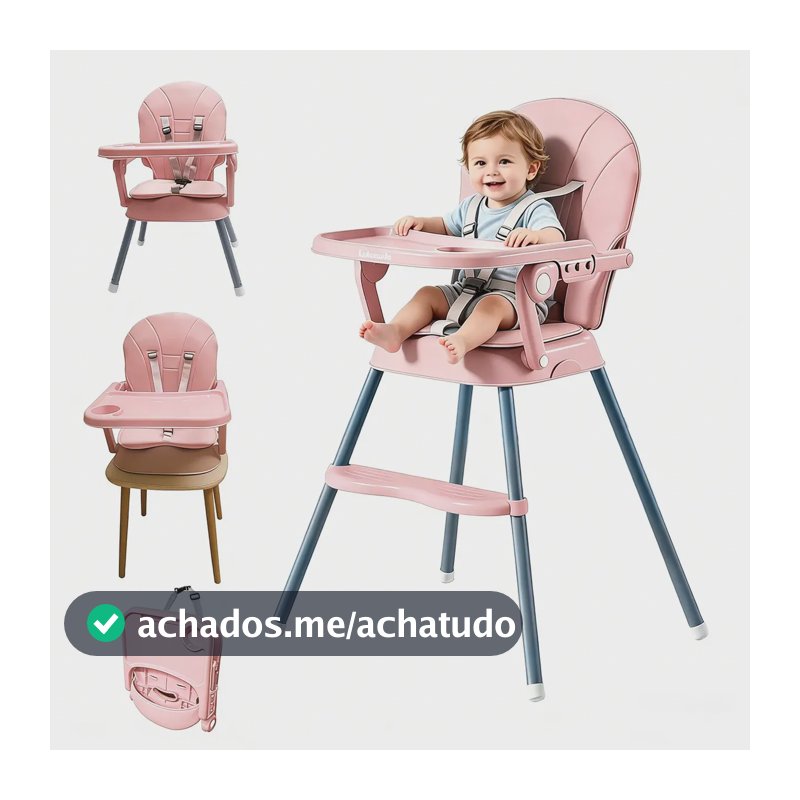 Cadeira de Alimentação Portátil Lulacude para Bebê com Bandeja Ajustável e Dobrável Rosa
