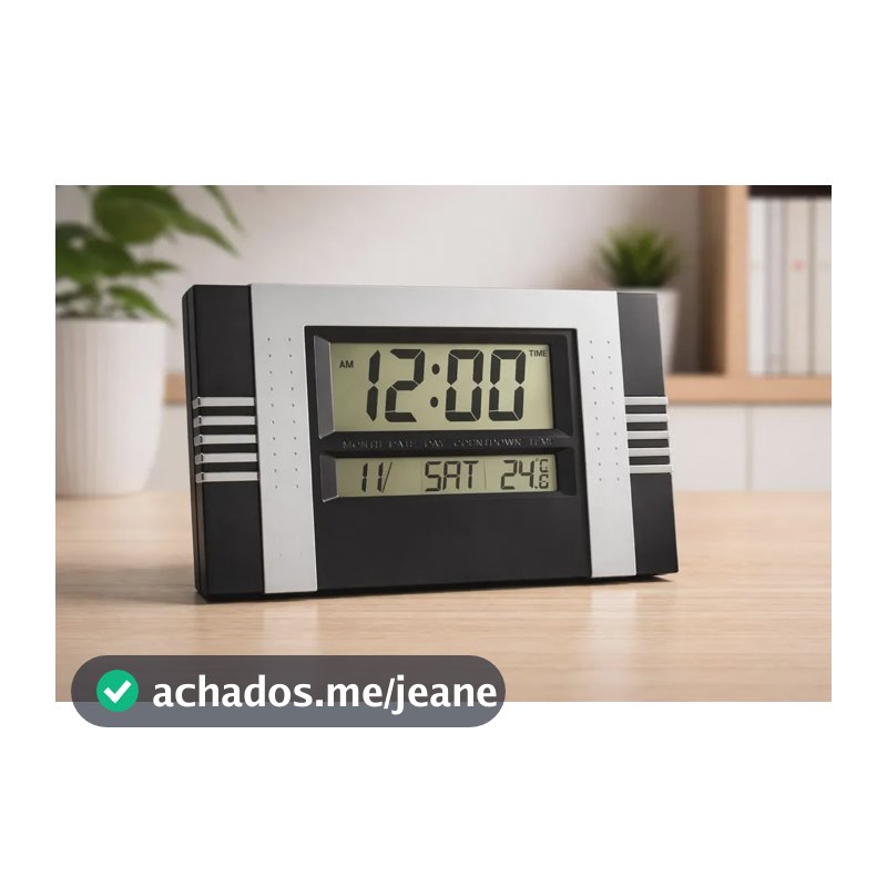 Relógio Digital Led Parede Mesa Termômetro Data Timer Alarme Preto 1.2v