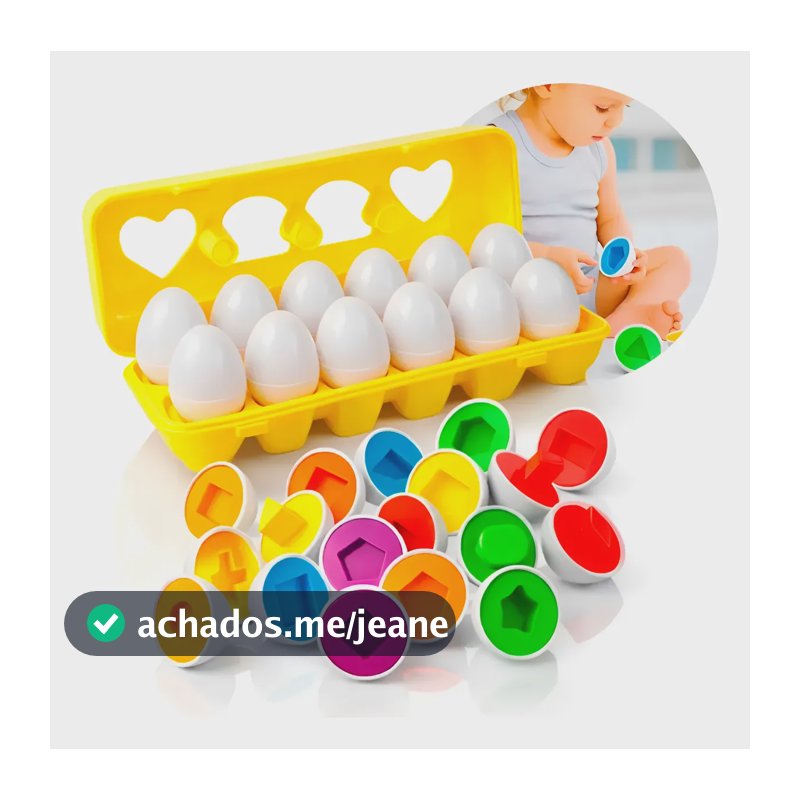 Brinquedo Educativo Ovos Encaixe Formas Geométricas Infantil Amarelo