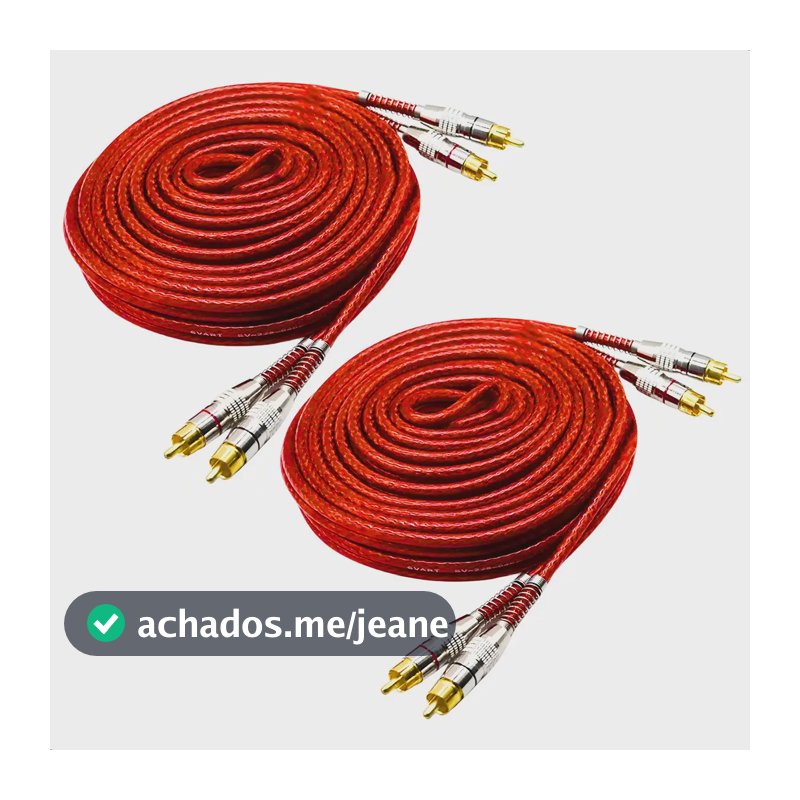 2 Cabo Rca 5 Metros Dupla Blindagem Plug Metal Banhado Ouro