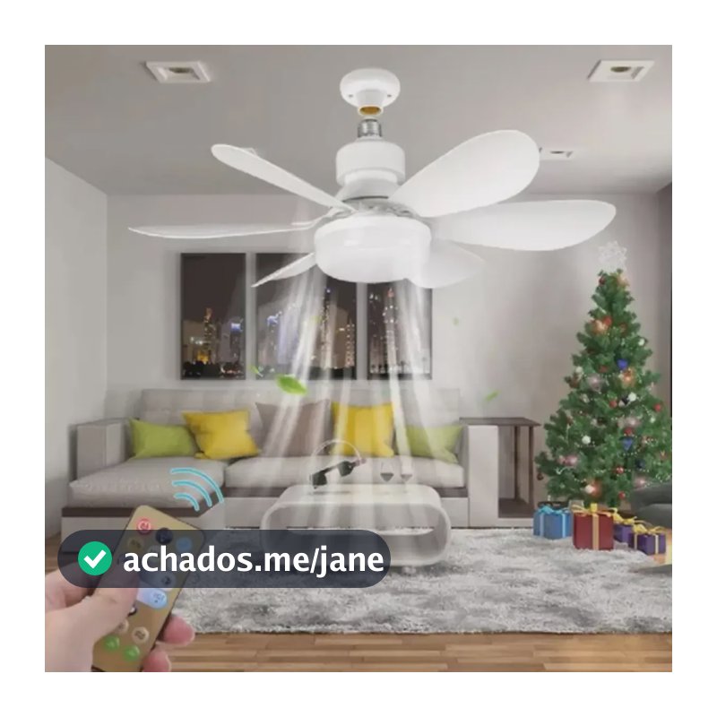 Novo Ventlador Teto 100 6 Hélices com Controle Ajustável Bivolt E27 Lâmpada Led Silencioso