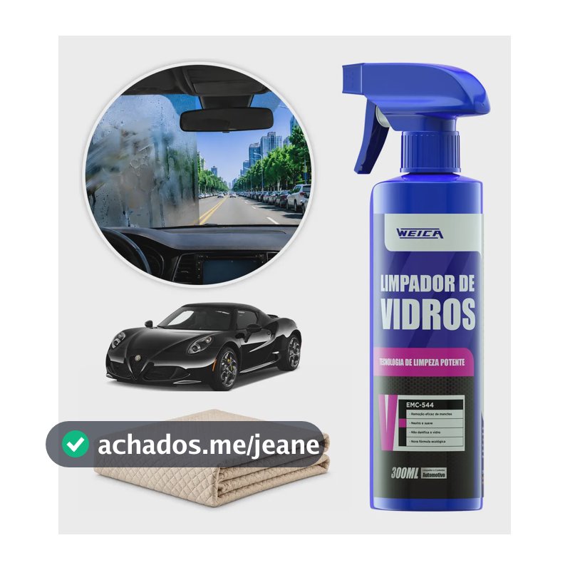 Weica Limpa Vidros Automotivo Interno 300ml Tira Manchas E Poeira