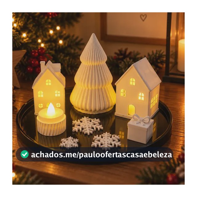 Casa Arvore Natal Porta Vela Led Com Bandeja Decorativa Mesa Vila Com Bandeja