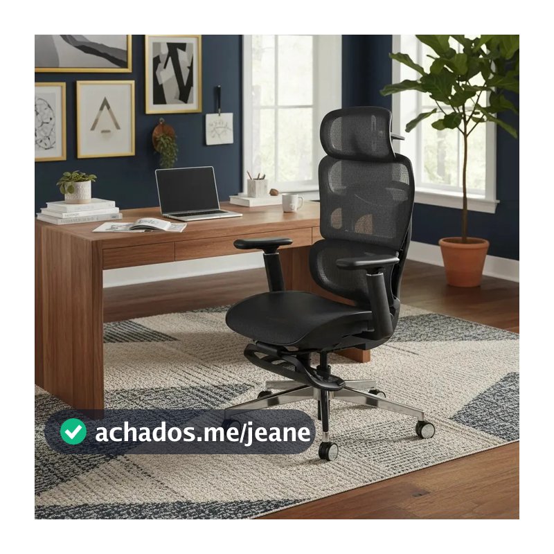 Cadeira Escritório Ergonômica Executiva Premium Souldis A08 Cor Preto Material do estofamento Malha