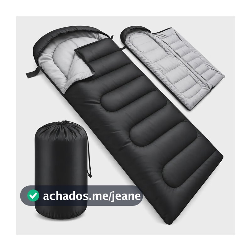 Saco De Dormir Termico Impermeavel Camping Bolsa Transporte Preto Direito