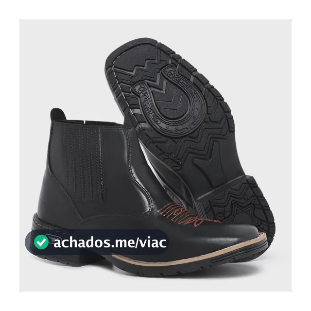 Bota Texana Botina Country Com Bico Quadrado Clássica Cowboy
