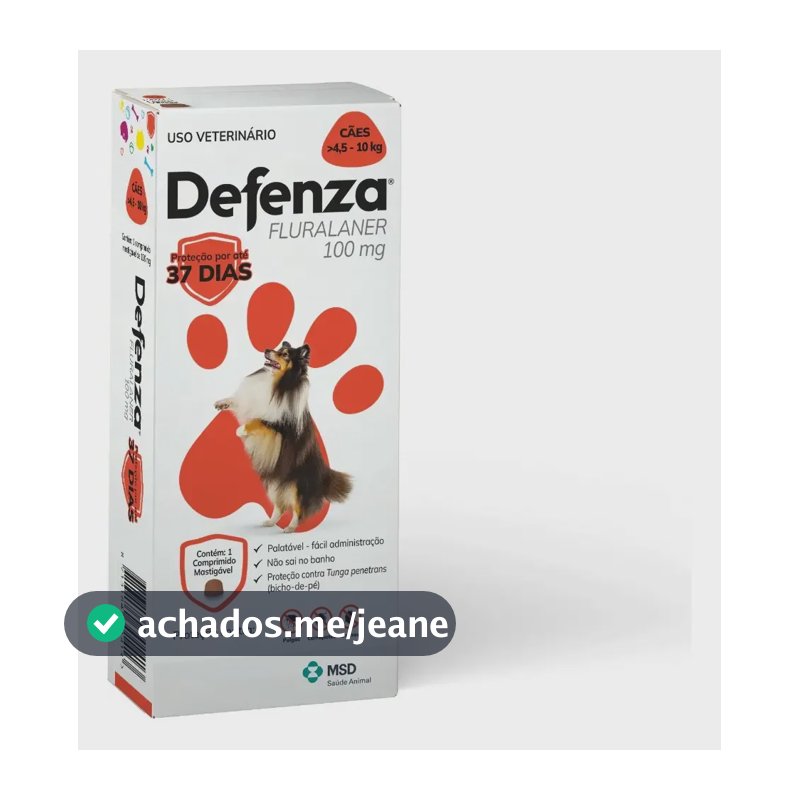 Defenza 100mg Antipulgas e Carrapatos Para Cães de 4,5 a 10kg