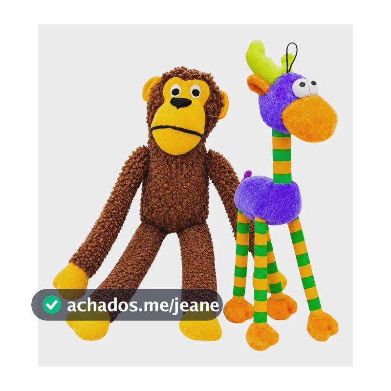 Kit Brinquedo Pelúcia Macaco + Alce Roxo Cachorro Com Apito