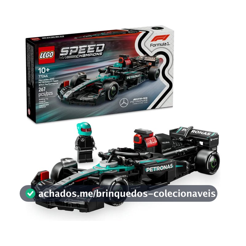LEGO Speed Champions Carro de Corrida Mercedes-AMG F1 W15 77244; Carro de Fórmula 1 de Brinquedo para Montar e Colecionar