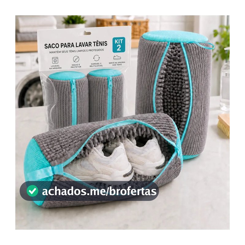 Kit 2 Sacos Para Lavar Tênis E Sapatos Em Máquina De Lavar – Saco Telado Anti-Impacto Com Fechamento Em Zíper