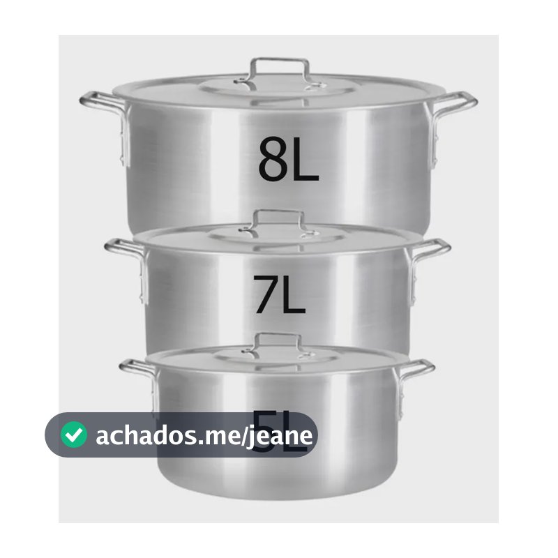 Kit PanelaFeijoada Caldo De Alumínio 3 Peças Prateado