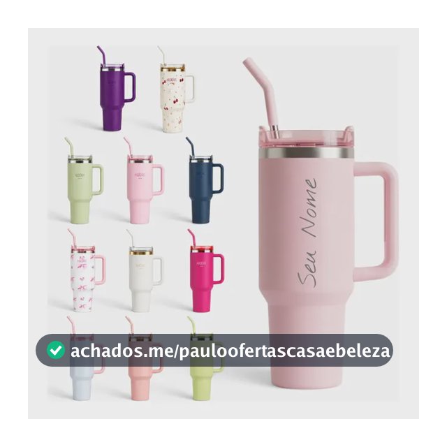 Hiddra Copo Térmico 1,2l Personalizado Seu Nome Canudo Inox
