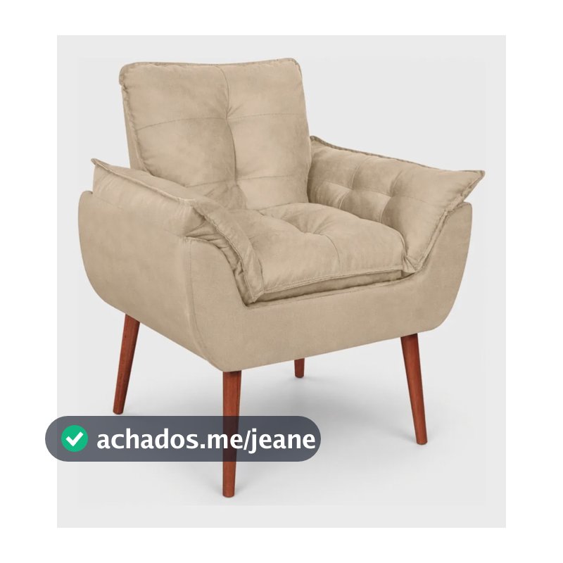 Poltrona Decorativa Para Sala Quarto Recepção Opala Bege