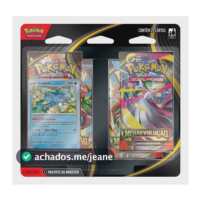 Blister Quadruplo 4 Boosters Pokémon Mega Evolução - Golduck Português