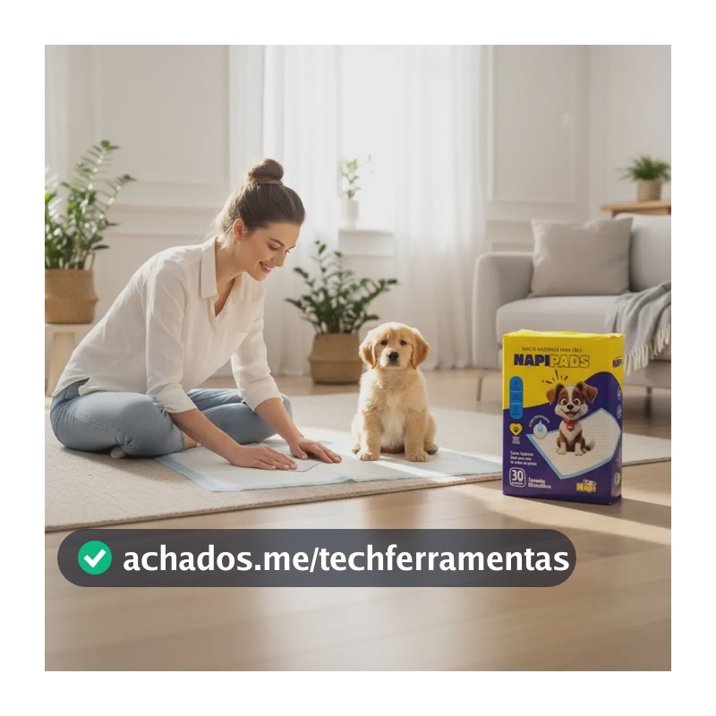 Tapete Napi Higienico Pet Cães 80x60cm - Controle De cheiro, 30 unidades, 6 camadas de absorção