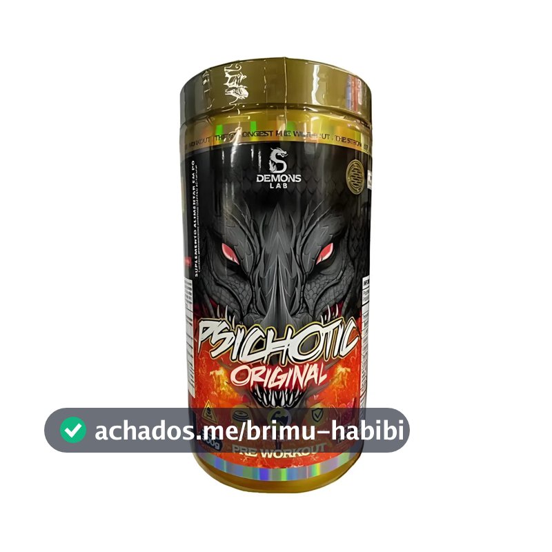 Pré Treino Psichotic Original 300g 60 Doses Demons Lab Usa Sabor Frutas Vermelhas Em Po