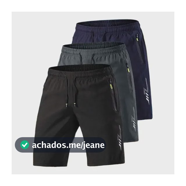Kit 3 Shorts Masculinos Esportivos Casuais Secagem Rápida