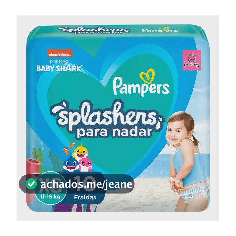 Fralda Para Nadar Pampers Splashers Baby Shark Tamanho XG 10 Unidades
