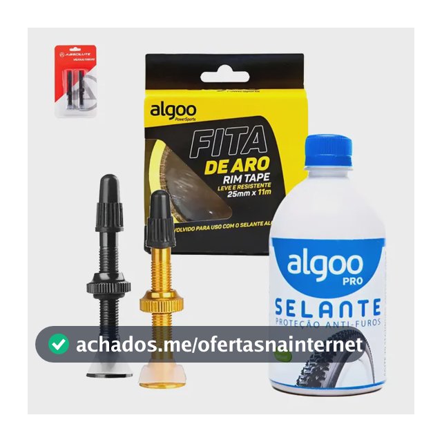 Par Válvula Bico Tubeless + Selante + Fita De Aro Pneu Bike