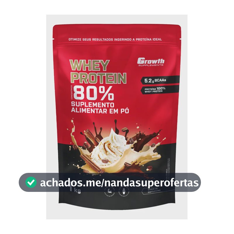 Suplemento em pó Growth Supplements Whey Protein Concentrado sabor Capuccino 1 kg