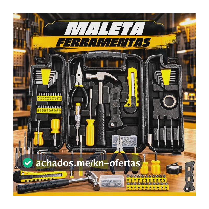Jogo Maleta ferramentas 200 peças profissioal e domestico Completa Manutenção, Alicate, Bits, Estilete, Chaves Allen, Fenda E Phillips, Martelo, Serra, Fita Isolante, Pregos, Buchas, Chave Voltagem