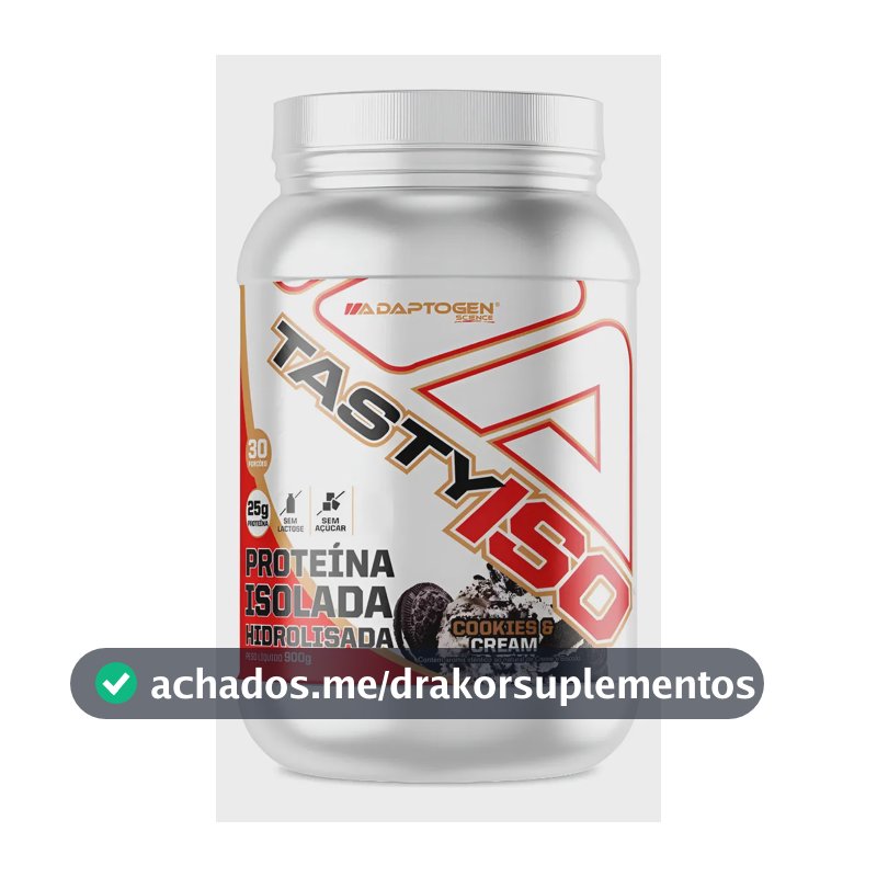 Tasty Iso Whey Isolado Zero Lactose 900g Adaptogen Science Sabor Cookies & Cream