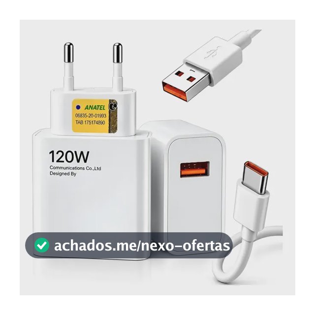 Carregador Turbo 120w Usb-c Para Xiaomi Redmi Poco X7 Pro Branco