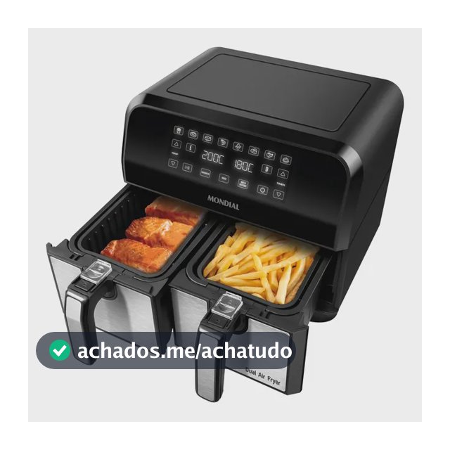 Fritadeira Air Fryer Dual Duplo Cesto 8L Mondial 2200W - AFD-01-BI