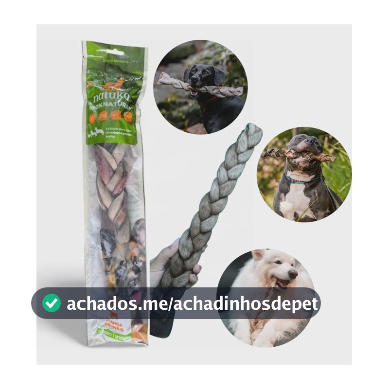 Trança Pele Bovina Natuka Mordedor Natural Para Cachorro Tamanho - G