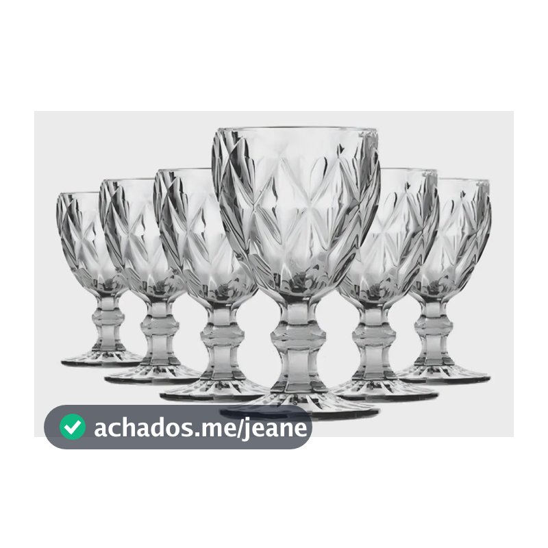 Jogo De Taças Bela Flor Vidro Diamond 330ml C/6 Incolor Lava-louças