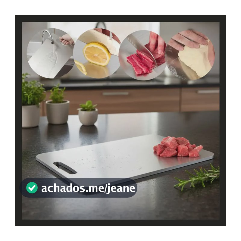 Tábua Corte Titânio Para Cozinha Taboa Churrasco Carne33cm Prateado