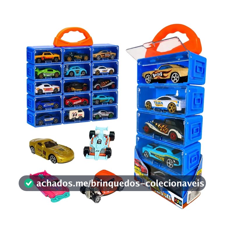 Kit Maleta Com 5 Carrinhos De Ferro Compatível Com Hotwheels Atacarejo Kids