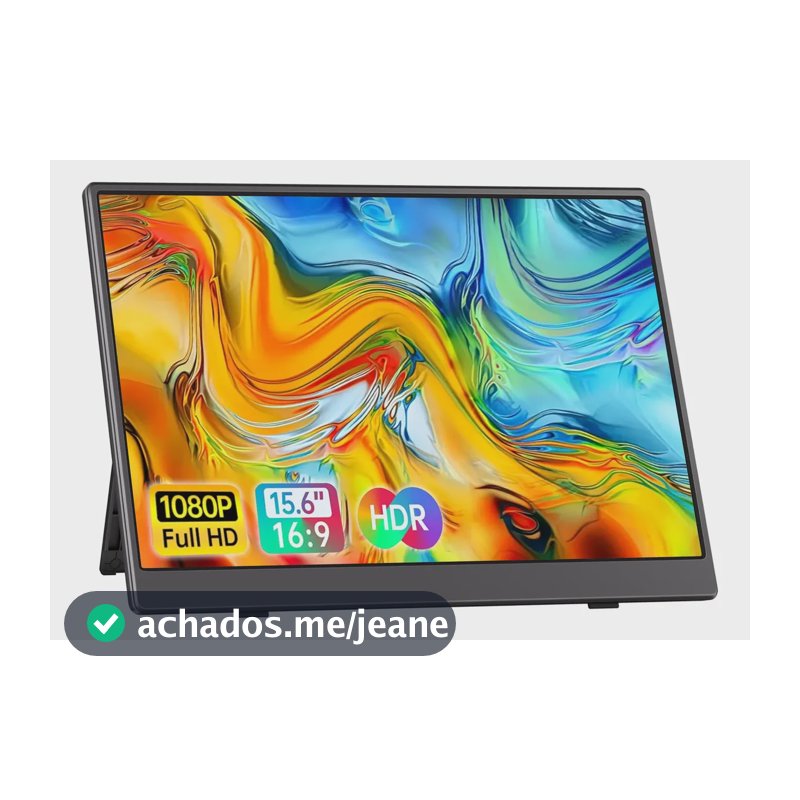 Monitor Portátil 15.6'' Tela Externa Hdr Ips 1080p Ultrafino Preto 127/220v