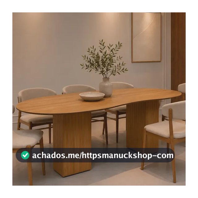 Mesa De Jantar 6 Lugares 180 X 90 Orgânica Base Ripada Marrom-claro