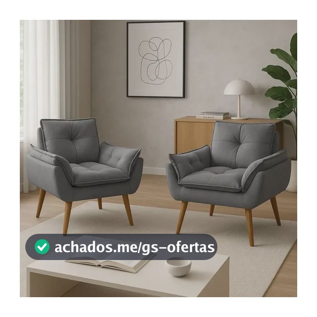 Kit 2 Poltrona Decorativa Opala Sala De Estar Recepção Suede