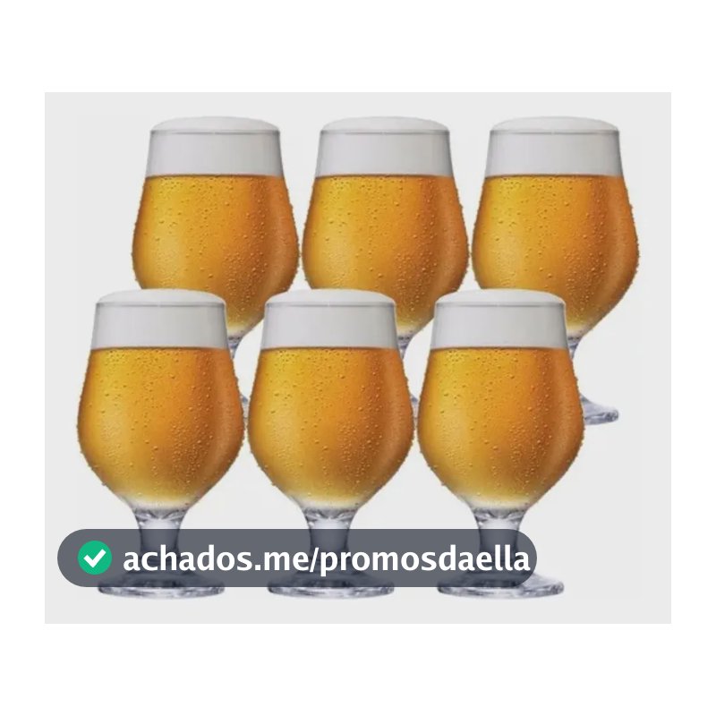 Jogo 6 Taças Cerveja Vidro Cristalino 400ml M&K Home - Bares e Restaurantes