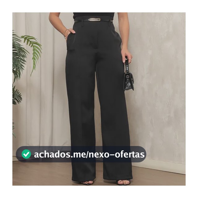 Calça Feminina Social Pantalona Com Cinto Para Trabalhar