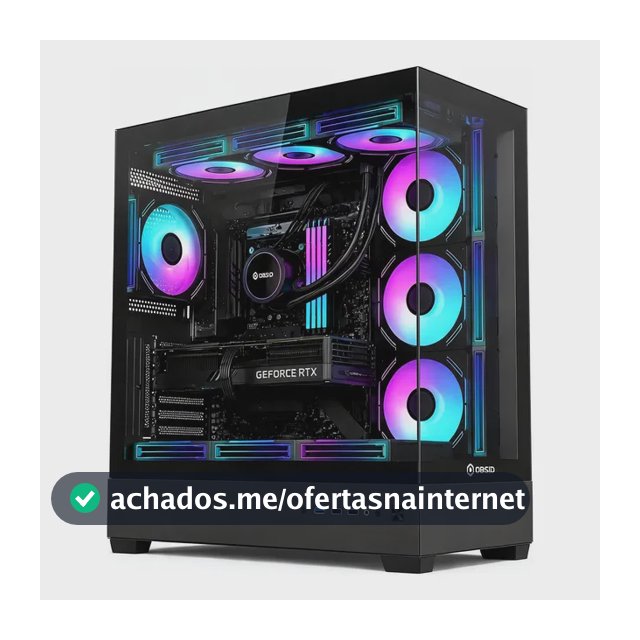 Gabinete Gamer Obsid Frame Preto Vidro Mid Tower S/ Fan Preto