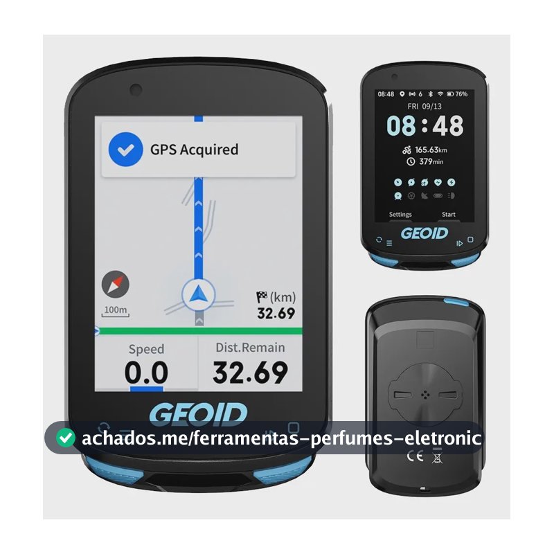 Ciclocomputador Geoid CC600 Colorido GPS Monitor Cardíaco 2,4" Preto