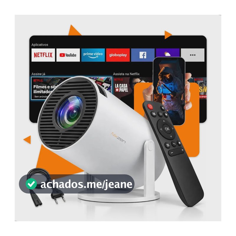 Projetor Portátil Mini HY300 4k Full HD 1080p Smart Tv Android 11.0 Wi-Fi Bluetooth Home Theater Cinema Em Casa TV Imagem Nítida Som Potente Alta Resolução Com Controle Remoto Bivolts Branco Nixzen