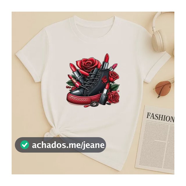 Camiseta Infantil Juvenil Estilosa Batons Rosa Tênis Makes